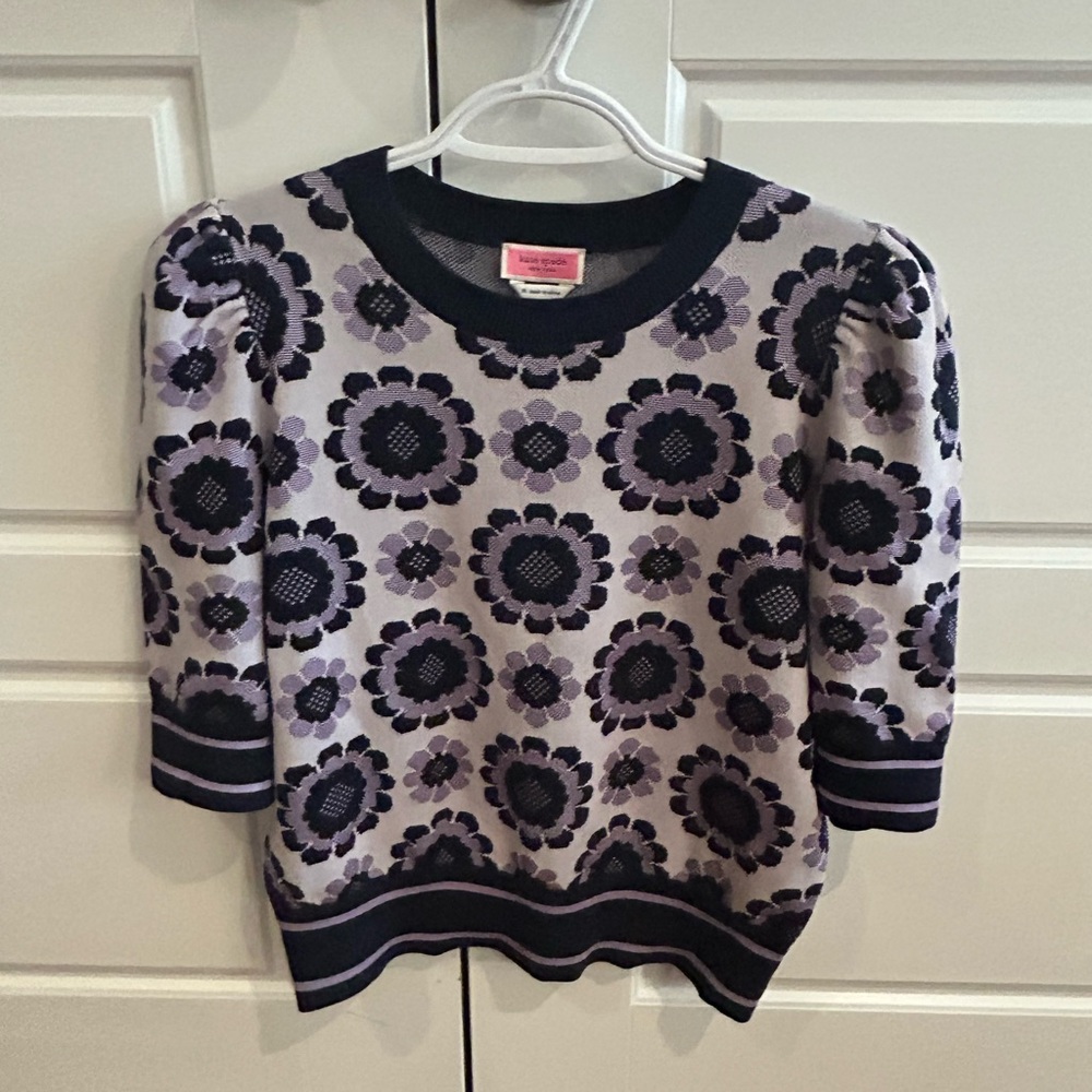 Kate Spade Purple and Black Floral Sweater